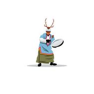 Shaman with a tambourine sign Vector Illustration