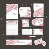 Stationery template design set with arrow technology on background N4