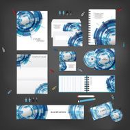 Stationery template design set with technology on background N4