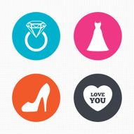 Wedding dress icon Women&#039;s shoe symbol N19