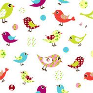 Seamless pattern of colorful birds