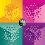 Abstract cube mosaic design geometric backgrounds set Layered file N2
