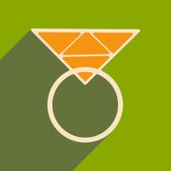 Flat with shadow icon and mobile applacation ring diamond