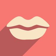 Flat with shadow icon and mobile application lips N2