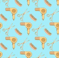 Sketch hairdresser set in vintage style