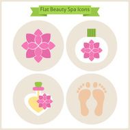 Flat Flower Beauty and Spa Icons Set