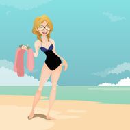 Girl in the beach illustration N13