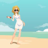 Girl in the beach illustration N14