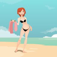 Girl in the beach illustration N15