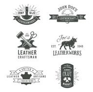 First set of grey vector vintage craft logo designs retro