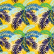 Seamless color palm leaves pattern