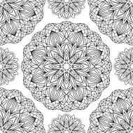 Seamless pattern with black medallions