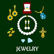 Assorted flat luxury jewelries icons