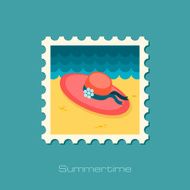 Beach hat flat stamp