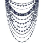 Many chains black metallic necklace