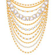Many chains golden metallic necklace N5