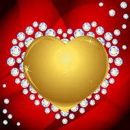 Vector golden heart with diamonds