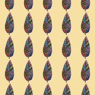 Doodling hand drawn seamless background with colorful feathers
