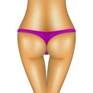 Sexy bum of woman in purple bikini