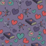 Seamless background with hearts books and keys N2