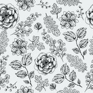 Hand drawn leaf and flower seamless pattern Vector illustration N2