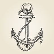 Vector hand drawn nautical anchor N2