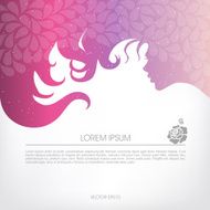 Abstract background with silhouette of a curly girl