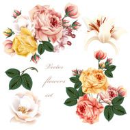 Collection of realistic pastel flowers