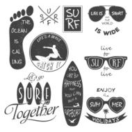 Surfer vector set Vintage elements and labels N2