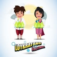 Loy Krathong character Thailand festival concept - vector illustration