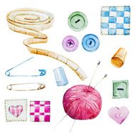 Sewing watercolor items