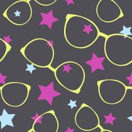 Seamless vector pattern with sunglasses and stars N3