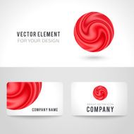 Business card template set abstract red circle background Vector illustration