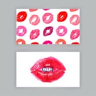 business cards with pink lips print