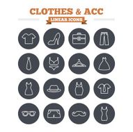 Clothes and accessories linear icons set Thin outline signs Vector N4