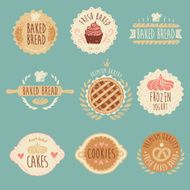 Bakery Labels Set Bread Vintage Illustration