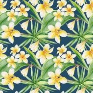 Tropical Pattern on Blue Background