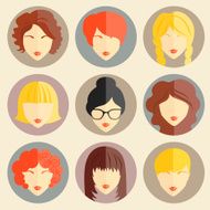 Vector set of stylish girls in modern flat design N3