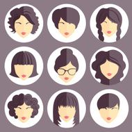 Vector set of stylish girls in modern flat design N4