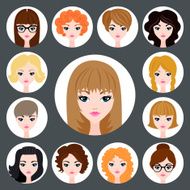 Vector set of stylish girls in modern flat design N6