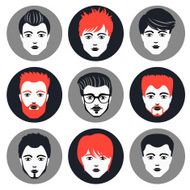 Vector set of stylish guys in modern flat design N3