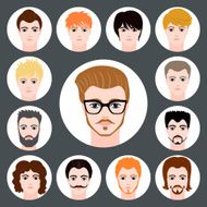 Vector set of stylish guys in modern flat design N5