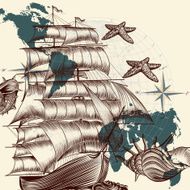 Antique ship shells and map tripping theme