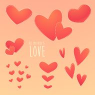 Romantic Set Beautiful Hearts Vector Illustration