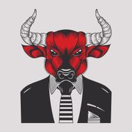 Bull hipster in a business suit