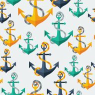 Nautical seamless pattern with anchors and rope