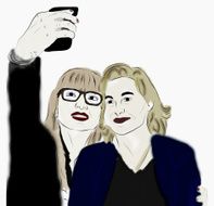Two friends taking Selfie Photo on Smart Phone N2