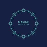 Abstract Line Ornate Frame with Anchors Waves Wheel and Chain N2