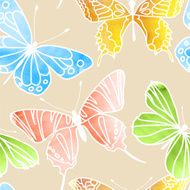 Vector Seamless Watercolor Butterfly Pattern N2