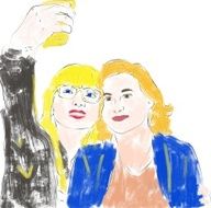 Two friends taking Selfie Photo on Smart Phone N4